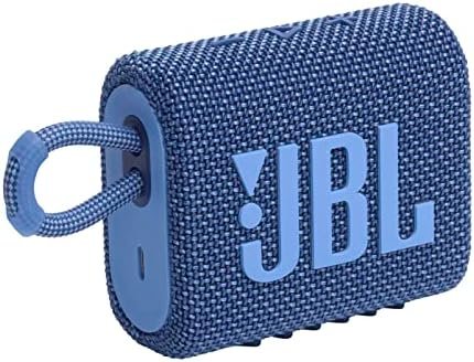 JBL Go 3 Eco: Portable Speaker with Bluetooth, Built-in Battery, Waterproof and Dustproof Feature - Blue (Renewed)