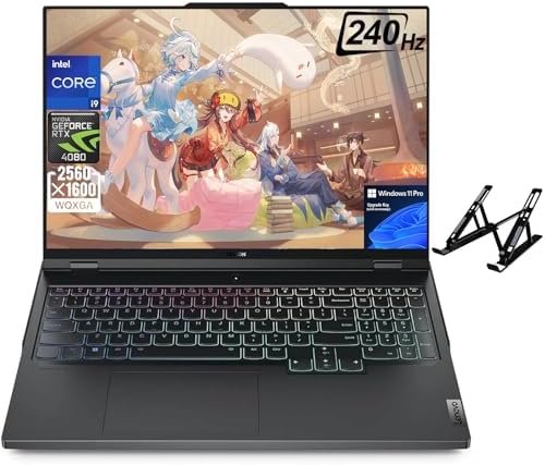 Lenovo Legion Pro 7 Gaming Laptop 2024 Newest, 16″ WQXGA 240Hz Display, Intel Core i9-13900HX, RTX 4080, 32GB DDR5 RAM, 1TB SSD, Wi-Fi 6, Backlit Keyboard, Windows 11 Pro, with Laptop Stand