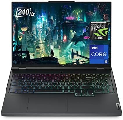 Lenovo Legion Pro 7i Gaming Laptop, 16″ WQHD IPS 240Hz Display, Intel Core i9-13900HX, GeForce RTX 4080, 32GB DDR5 RAM, 1TB SSD, Webcam, Per-Key RGB Backlit KB, Wi-Fi 6E, Windows 11 Home