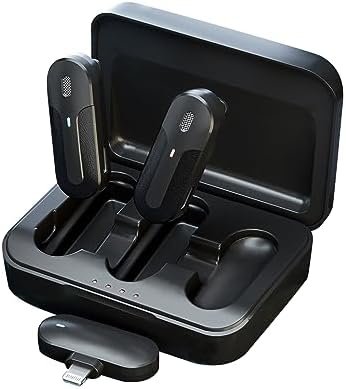 M8 Wireless Lavalier Microphone for iPhone/iPad,DSP Noise Reduction, Plug-and-Play, 90ft Transmission Range, Ideal for TikTok, Zoom, YouTube, Video Shooting, Interviewing (iOS 1RX+2TX)