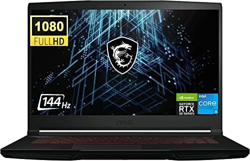 MSI 15.6″ FHD 144Hz Gaming Laptop, Intel Core i5-11400H Processor, NVIDIA GeForce RTX 3050, 16GB DDR4 RAM, 512GB PCIe SSD, WiFi, Webcam, Backlit Keyboard, Windows 11 Home, Black