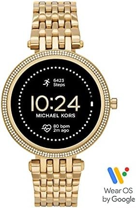 Michael Kors Women’s Gen 5E 43mm Stainless Steel Touchscreen Smartwatch with Fitness Tracker, Heart Rate, Contactless Payments, and Smartphone Notifications.
