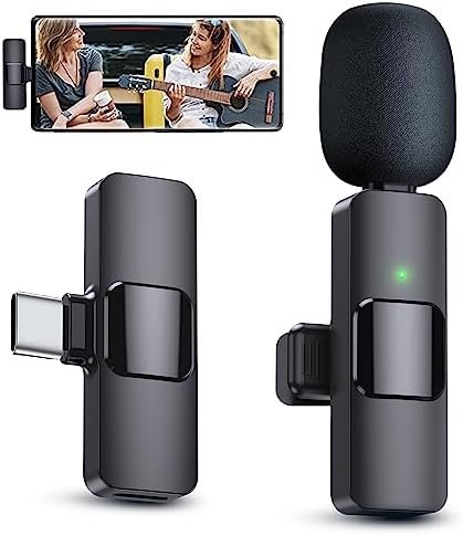 PQRQP Wireless Microphone, Mini Microphone, Microphone for Type-C Phone, Wireless Microphones, Wireless Lavalier Microphone, Microphone for Video Recording, YouTube, Vlog