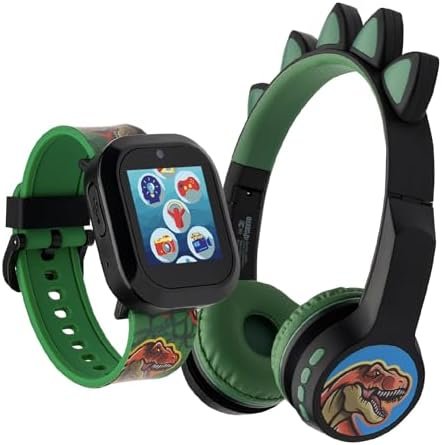 PlayZoom Kids Smartwatch with Bluetooth Headphone Set – Fun and Educational Smart Watch for Boys and Girls, Perfect Travel Toy and Learning Device, Boys Black Green Dinosaur PlayZoom Kids Smartwatch with Bluetooth Headphone Set – Fun and Educational Smart Watch for Boys and Girls, Perfect Travel Toy and Learning Device, Boys Black Green Dinosaur