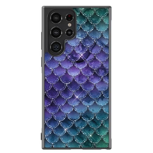 Purple Teal Green Aqua Mermaid Black Rubber Phone Case Compatible With Samsung Galaxy S24 S24+ S24 Ultra S23 FE S23+ Ultra S22 S22+ S21 S21FE S21+ S20FE Note 20 S10