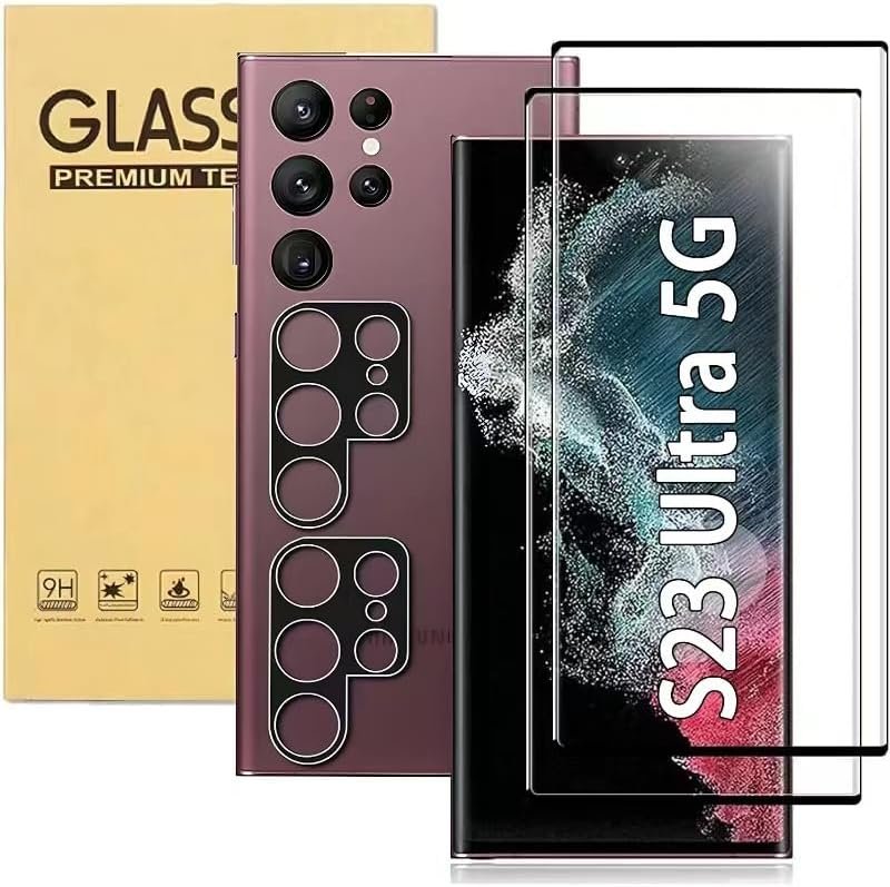 Russell Hobbs [2+2 Pack] for Samsung Galaxy S23 Ultra 5G Screen Protector Tempered Glass Camera Lens Protector,Touch Sensitive,Fingerprint Support,9H Hardenss
