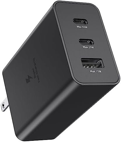 Samsung 65W 3-Port Super Fast Charging Wall Charger, GaN Trio Adapter for Samsung Galaxy S24 Ultra/S24/S24+/S23 Ultra/S23/S23+/S22/S22 Ultra/S22+/S21 Ultra/S20 Ultra/Note 20/Z Fold 3/ laptops