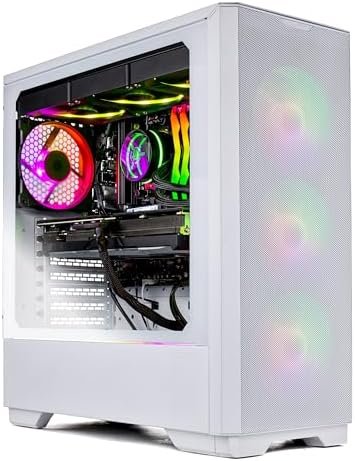 Skytech Eclipse Lite Gaming PC, Ryzen 7 7800X3D 4.2 GHz (5GHz Turbo Boost), AMD RX 7600XT 16GB GDDR6, 1TB SSD, 32GB DDR5 RAM 5600 RGB, 750W Gold PSU, 360mm AIO, Wi-Fi, Win 11 Home