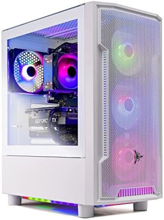 Skytech Gaming Archangel Gaming PC Desktop – AMD Ryzen 5 7600X 4.7 GHz, NVIDIA RTX 4060 Ti, 1TB NVME SSD, 32GB DDR5 RAM RGB, 600W Gold PSU, 11AC Wi-Fi, Windows 11 Home 64-bit,White