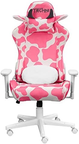 Techni Sport 19.75" Modern Fabric Gaming Chair in Pink/White