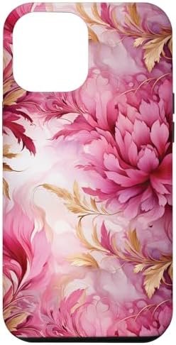 iPhone 15 Pro Max Case Cover Pink Flower Cover for Women Girls Case