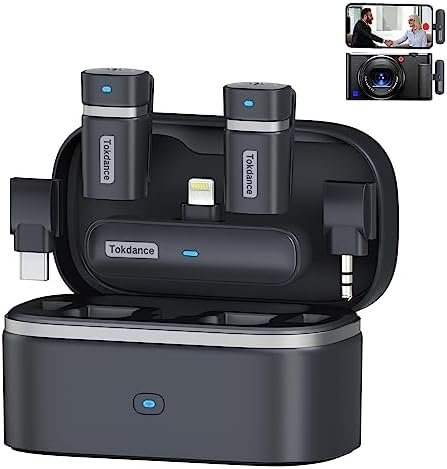 3-in-1 Wireless Lavalier Microphone – Mini Lapel Mic with Changeable Adapters Compatible with iPhone Android Camera – Clip-on Lav Mics for Tiktok YouTube Streaming Vlog