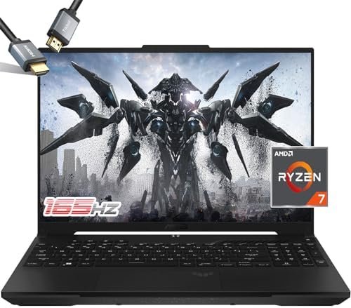 ASUS TUF Gaming Laptop A16 – AMD Ryzen 7 7735HS – RX7700S Beat RTX 3060-16 WUXGA 165Hz Display – RGB Backlit Keyboard – Thunderbolt 4 – Webcam – HDMI Cable – 2024 (32GB RAM |2TB PCIe SSD)