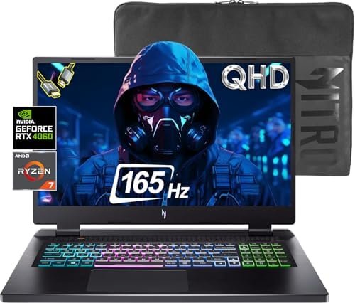 Acer Nitro 17 Gaming Laptop | AMD Ryzen 7 7840HS Octa-Core CPU (Up to 5.1GHz) | NVIDIA GeForce RTX 4060 GPU | 17.3″ QHD 165Hz IPS Display | Win 11 Home, w/HDMI Cable (32GB RAM | 1TB PCIe SSD)