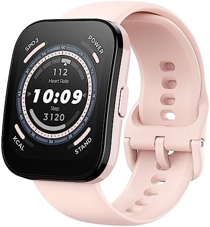 Amazfit Bip 5 Smart Watch, GPS, Bluetooth Calling, 10-Day Battery, Ultra-Large Display, Step Tracking, Heart-Rate Monitoring & VO2 Max, Sleep & Health Monitoring, Alexa Built-In, AI Fitness App (Pink)