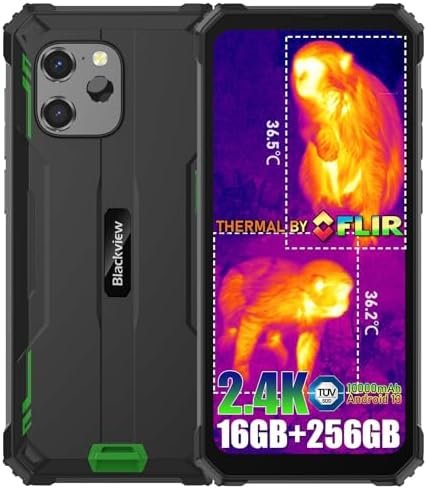 Blackview BV8900 Rugged Smartphone 2023, Thermal Camera Android 13 Phone, 16GB 256GB 1TB TF, Helio P90, 6.5-inch 2.4K FHD+ Display, 10000mAh 33W Fast Charge, 64MP Anti-Shake Camera Rugged Phone, NFC