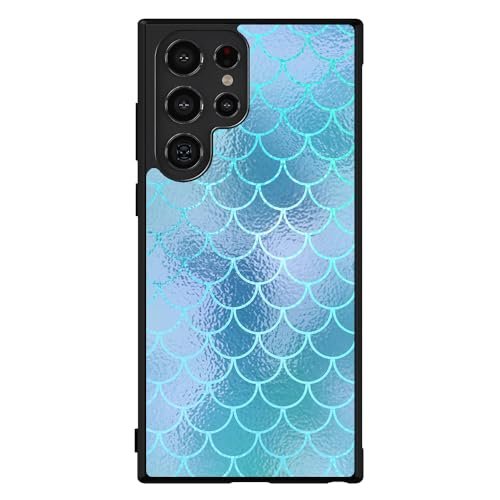 Blue Aqua Mermaid Scales Skin Black Rubber Phone Case Compatible With Samsung Galaxy S24 S24+ S24 Ultra S23 FE S23+ Ultra S22 S22+ S21 S21FE S21+ S20FE Note 20 S10 Blue Aqua Mermaid Scales Skin Black Rubber Phone Case Compatible With Samsung Galaxy S24 S24+ S24 Ultra S23 FE S23+ Ultra S22 S22+ S21 S21FE S21+ S20FE Note 20 S10