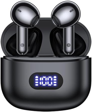 CAPOXO Wireless Earbuds Bluetooth Headphones 60Hrs Playback Ear Buds IPX7 Waterproof Sports Earphones with Wireless Charging Case & LED Power Display Microphone Headset for Android Phone Laptop