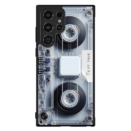 Cassette Tape Clear Future Personalized Black Rubber Phone Case Compatible With Samsung Galaxy S24 S24+ S24 Ultra S23 FE S23+ Ultra S22 S22+ S21 S21FE S21+ S20FE Note 20 S10