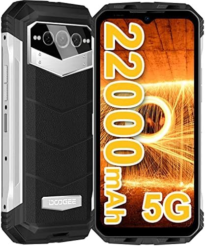 DOOGEE V MAX (2023) 5G Rugged Smartphone, 22000mAh 20GB+256GB Android 12 Rugged Phones Unlocked, 120Hz 6.58″ Rugged Cell Phone, Dual Hi-res Speakers, 108MP Main Camera, Night Vision, NFC, OTG