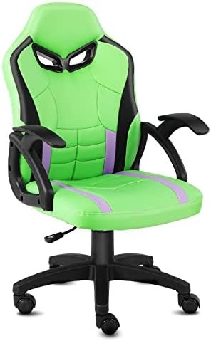 Gaming Chair for Kids Boys Girls High Back Ergonomic Swivel Racing Computer Chair, Height Adjustable, Green