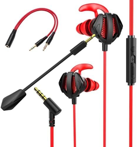 Gaming Headset with Microphone Wired Gaming Earbuds PC for PS4 PS5 Xbox One Playstation 5 Games Mobile Phone,Detachable Stereo Bass Earphones Noise Cancelling Gaming Headphones with Mic Black