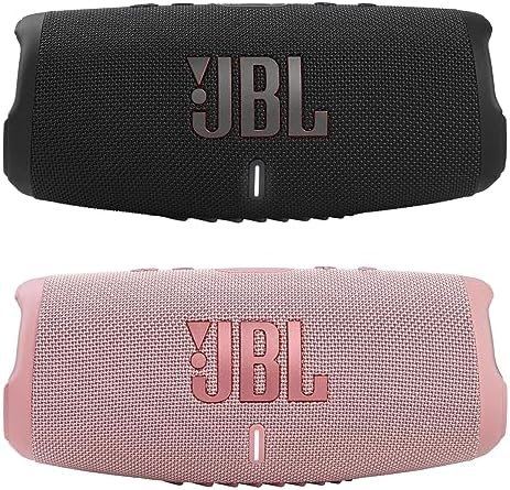 JBL Charge 5 - Waterproof Portable Bluetooth Speaker - Black/Pink (Pair)