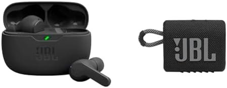 JBL Vibe Beam True Wireless Headphones – Black, Small & Go 3: Portable Speaker with Bluetooth, Built-in Battery, Waterproof and Dustproof Feature JBL Vibe Beam True Wireless Headphones – Black, Small & Go 3: Portable Speaker with Bluetooth, Built-in Battery, Waterproof and Dustproof Feature