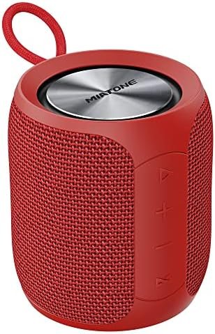 MIATONE QBOX Portable Bluetooth Speakers, Wireless Outdoor Speaker, IPX7 Waterproof for Shower, Red