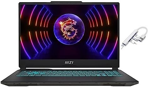 MSI Cyborg 15.6" 144hz Gaming Laptop | Intel i7-12650H Processor | 32GB RAM DDR5| 1024GB SSD | NVIDIA GeForce RTX 4060 | Backlit Keyboard | Windows 11 Home | Black | Bundle with USB 3.0 Hub