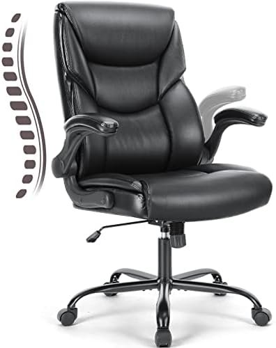 OLIXIS Home Office Chair – Big and Tall Chair for Office, High Back Ergonomic Executive Desk Chair, PU Leather Flip-Up Armrests Computer Chair, Rolling Chair with Wheels, Black OLIXIS Home Office Chair – Big and Tall Chair for Office, High Back Ergonomic Executive Desk Chair, PU Leather Flip-Up Armrests Computer Chair, Rolling Chair with Wheels, Black