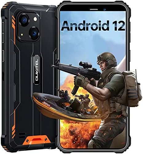 OUKITEL WP20 Pro Rugged Smartphone, 4GB+64GB Octa-Core 5.93″ Rugged Phone Android 12, 6300mAh Battery, IP68 Waterproof, 20MP Camera, Global Version 4G LTE Cell Phone, Face ID+Fingerprint, NFC, Orange