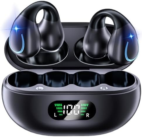 Open Ear Headphones Clip On Mini Earbuds Bluetooth 5.3 Wireless Earbuds 48 Hours Playtime IPX7 Waterproof Sports Bone Conduction Headphones Bluetooth for Workout Driving Walking with iPhone Android Open Ear Headphones Clip On Mini Earbuds Bluetooth 5.3 Wireless Earbuds 48 Hours Playtime IPX7 Waterproof Sports Bone Conduction Headphones Bluetooth for Workout Driving Walking with iPhone Android