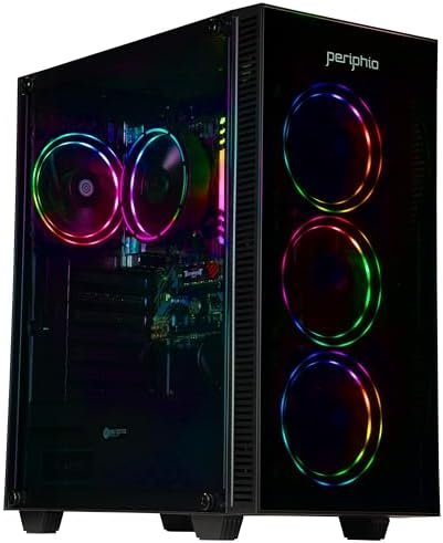 Periphio Terra Prebuilt Gaming PC – AMD Ryzen 7 5700G CPU (4.6GHz Turbo), 32GB DDR4 RGB RAM, Radeon Vega 8 Graphics, 2TB NVMe Solid State SSD, Windows 11 Gaming Computer Desktop, WiFi + BT
