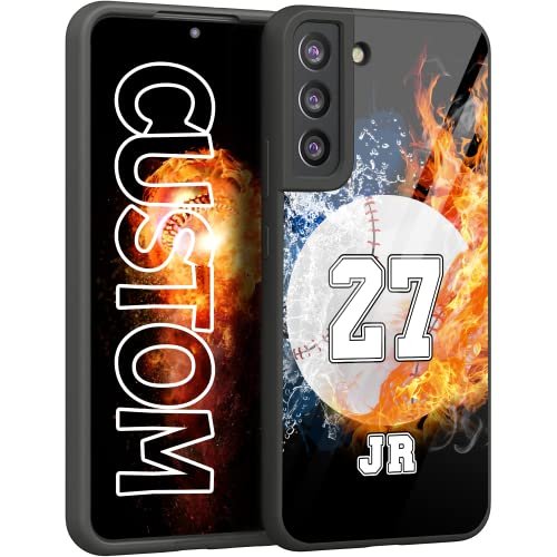 Personalized Baseball Name and Number Design Your Own Rubber Cover for Samsung S23 S22 S21 S20 ULTRA/ S21 FE/S20 FE/S10 PLUS/S9 PLUS/S8 PLUS/S7 EDGE Custom Baseball Phone case