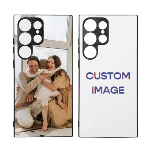 Personalized Custom Text Photo Phone Case for Samsung Galaxy S23 Plus Ultra Shockproof Black TPU Case for Birthday Gift Valentine’s Gift Family Friends Pets (Galaxy S23 Ultra)
