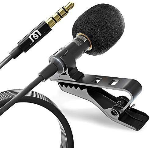 Professional Wired Lavalier Lapel Clip On Microphone for iPhone and Android Smartphone or Camera Omnidirectional Tiny Shirt Mic for Recording with Clip-on Perfect for Vloggers and Bloggers