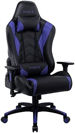 STAPLES Emerge Vartan Bonded Leather Gaming Chair, Black/Blue, 2/Pack (53242V-CCVS)