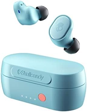 Skullcandy Sesh Evo In-Ear Wireless Earbuds, 24 Hr Battery, Microphone, Works with iPhone Android and Bluetooth Devices - Bleached Blue