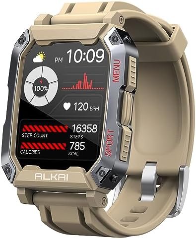 Smart Watch Rugged and Military with 5ATM Waterproof Bluetooth Call(Answer/Dial Calls) AI Assistant, Long-Lasting Battery Life, Multiple Sports Tracking, Health Monitoring, 2.02” HD Display