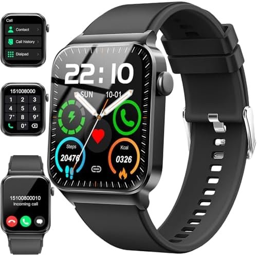 Smart Watch for Men Women, 1.85" Smartwatch (Answer/Make Call), IP68 Waterproof Fitness Tracker, 100+ Sport Modes, Heart Rate Monitor, Sleep Monitor, Pedometer, Smartwatches for Android iOS, Black