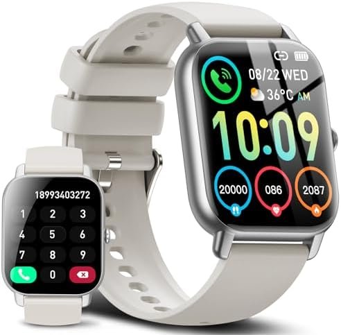 Smart Watch for Men Women(Dial/Answer Calls), Activity Trackers with Heart Rate/Sleep Monitor, 112 Sports Modes/IP68 Waterproof, 1.85" HD Touchscreen Fitness Watch Compatible with Android iOS, White