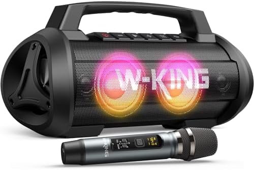 W-KING 70W(120W Peak) Portable Bluetooth Speaker with Wireless Microphone, Waterproof Bluetooth Speakers with Subwoofer Outdoor Speakers Bluetooth Wireless Loud/Deep Bass/DSP/Stereo Pairing/Power Bank