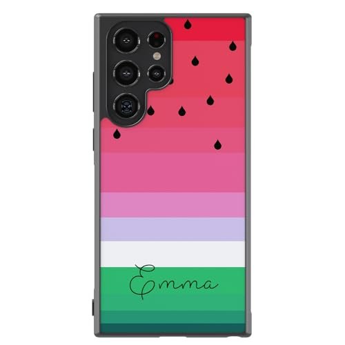 Watermelon Gradient Personalized Black Rubber Phone Case Compatible With Samsung Galaxy S24 S24+ S24 Ultra S23 FE S23+ Ultra S22 S22+ S21 S21FE S21+ S20FE Note 20 S10