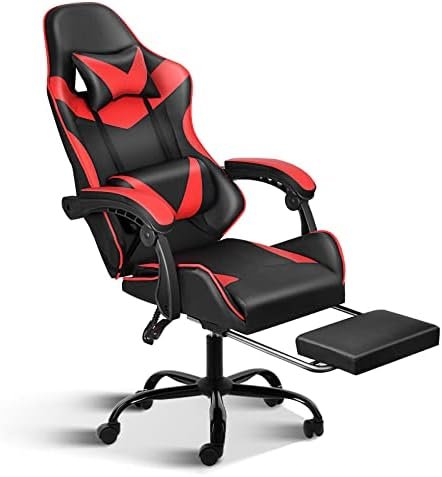 YSSOA Gaming Office High Back Computer Leather Desk Mesh Ergonomic 180 Degrees Adjustable Swivel Task Chair with Headrest and Lumbar Support, Pro-with footrest, Red/Black YSSOA Gaming Office High Back Computer Leather Desk Mesh Ergonomic 180 Degrees Adjustable Swivel Task Chair with Headrest and Lumbar Support, Pro-with footrest, Red/Black