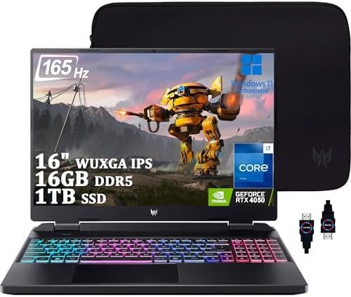 acer Predator Helios Neo 16 Gaming Laptop I 16″ WUXGA IPS 165Hz I Intel 16-Core i7-13700HX I 16GB DDR5 1TB SSD I GeForce RTX 4050 6GB I RGB Backlit Thunderbolt4 AX1650 Win11 Pro + HDMI Cable