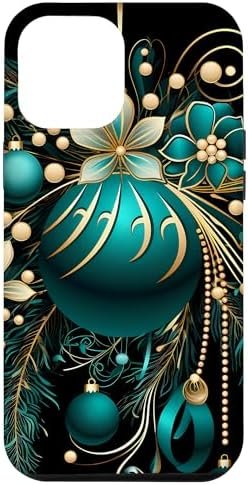 iPhone 15 Pro Max Christmas Teal Rose Ornament Case
