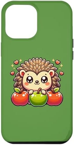 iPhone 15 Pro Max Cute Hedgehog Illustration Forest Apples Cottagecore Case